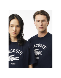 T-shirt classic fit imprimé signature bleu marine adulte - Lacoste