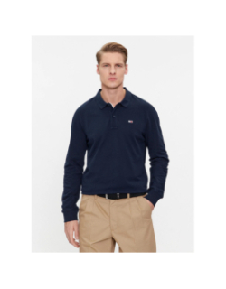 Polo manches longues slim placket bleu marine homme - Tommy Jeans