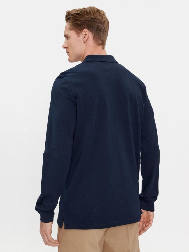 Polo manches longues slim placket bleu marine homme - Tommy Jeans