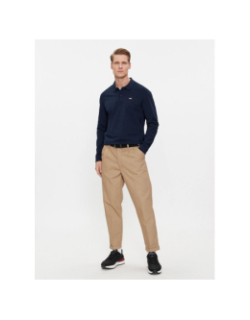 Polo manches longues slim placket bleu marine homme - Tommy Jeans