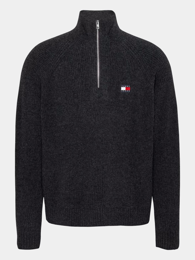 Pull col roulé zippé badge logo noir homme - Tommy Jeans