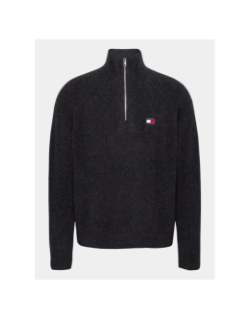 Pull col roulé zippé badge logo noir homme - Tommy Jeans