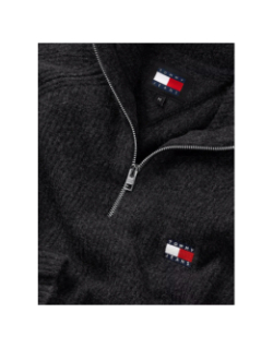 Pull col roulé zippé badge logo noir homme - Tommy Jeans