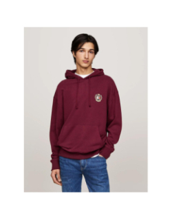 Sweat à capuche logo écusson bordeaux homme - Tommy Jeans