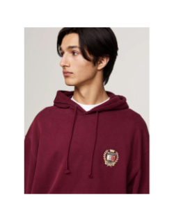 Sweat à capuche logo écusson bordeaux homme - Tommy Jeans