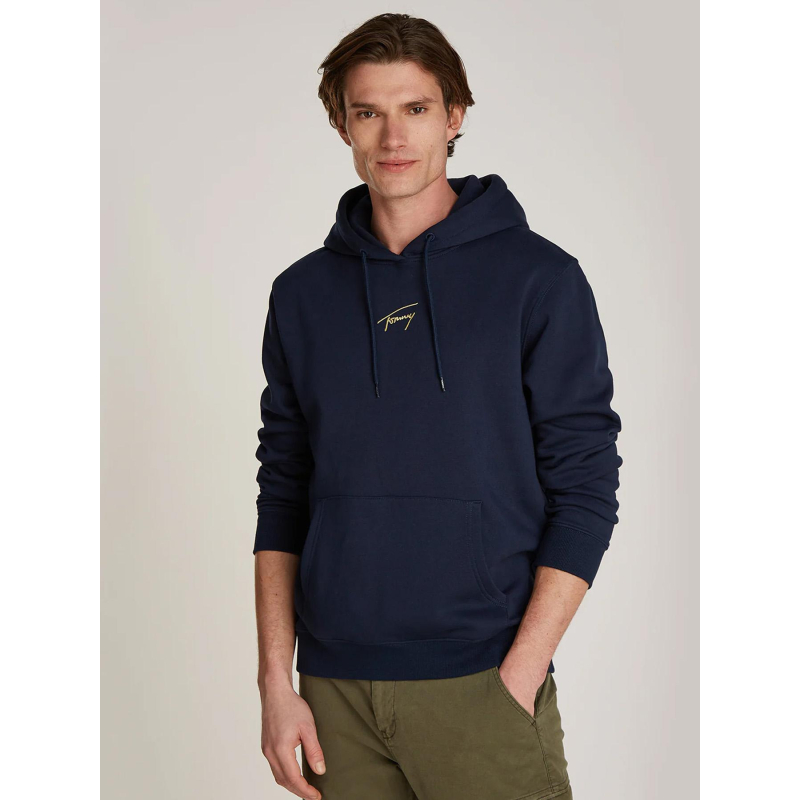 Sweat à capuche signature doré bleu marine homme - Tommy Jeans