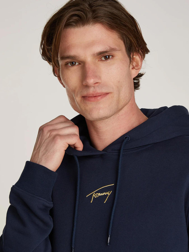 Sweat à capuche signature doré bleu marine homme - Tommy Jeans