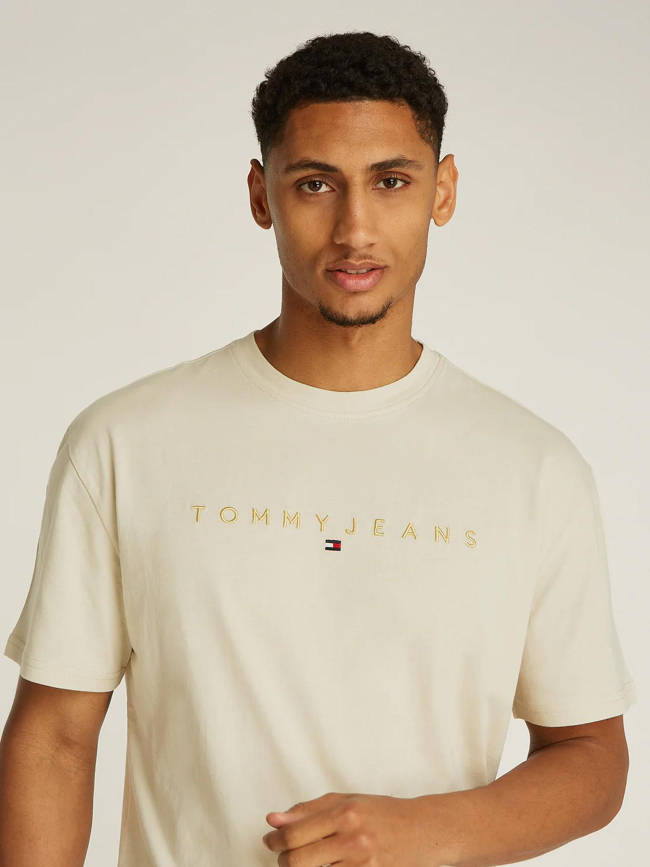 T shirt manches courtes logo dore brode beige homme Tommy Jeans wimod