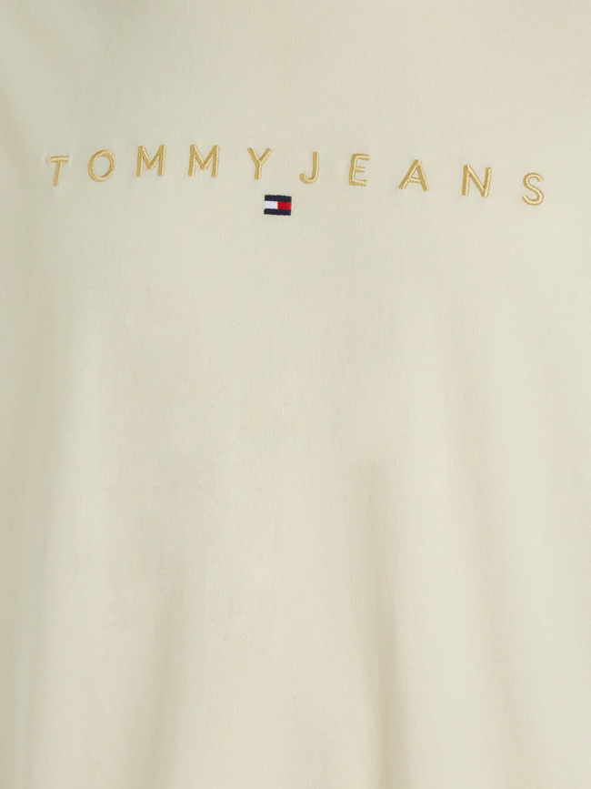 T-shirt manches courtes logo doré brodé beige homme - Tommy Jeans