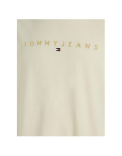 T-shirt manches courtes logo doré brodé beige homme - Tommy Jeans