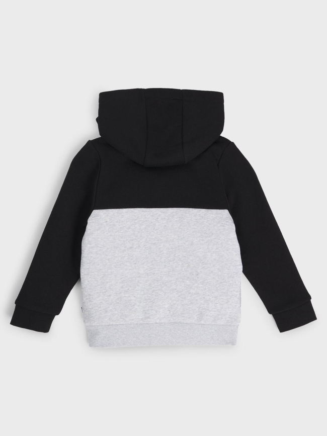 Sweat à capuche zippé color block logo gris enfant - Boss