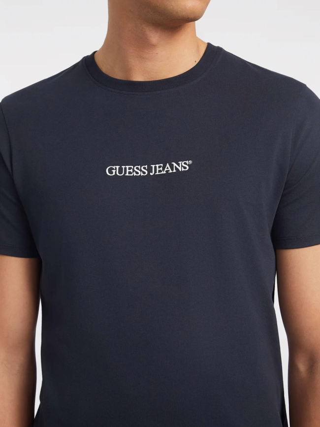 T-shirt slim avec logo brodé bleu marine homme - Guess