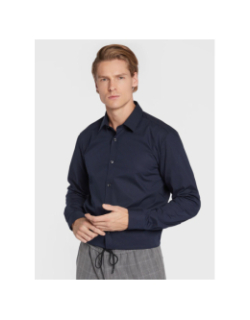 Chemise elisha extra slim en popeline bleu marine homme - Hugo