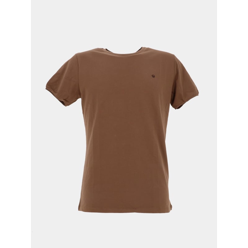 T-shirt à manches courtes uni twist marron homme - Benson & Cherry