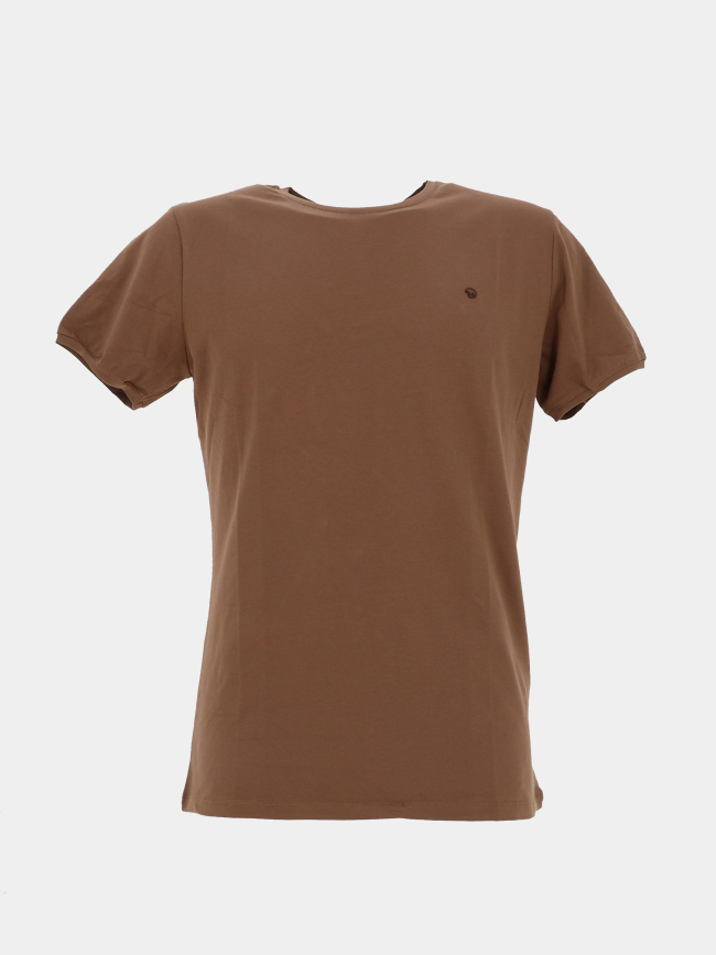 T-shirt à manches courtes uni twist marron homme - Benson & Cherry