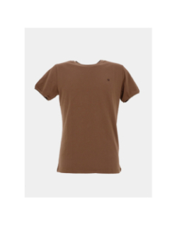 T-shirt à manches courtes uni twist marron homme - Benson & Cherry