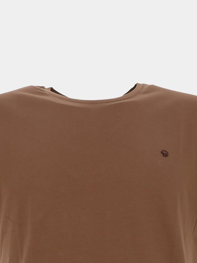 T-shirt à manches courtes uni twist marron homme - Benson & Cherry