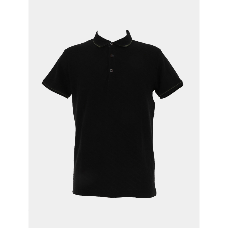 Polo jacquard à manches courtes signature garage noir homme - Benson & Cherry