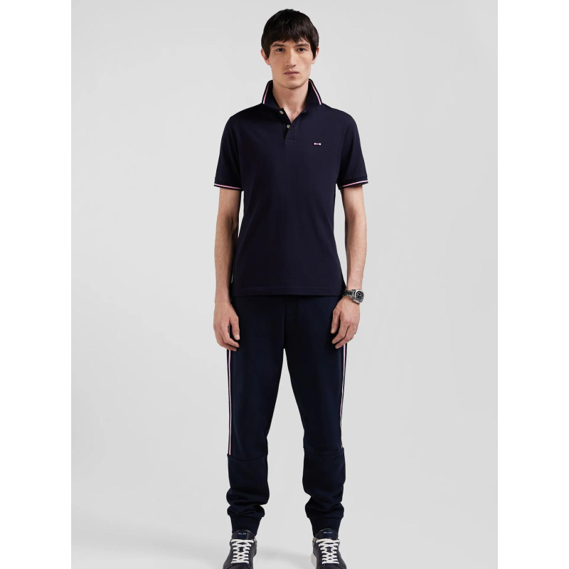 Polo manches courtes slim fit stretch bleu marine homme - Eden Park