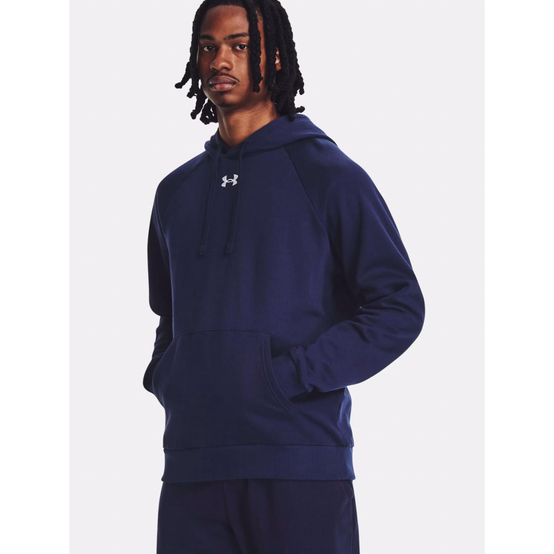 Sweat à capuche rival fleece bleu marine homme - Under Armour