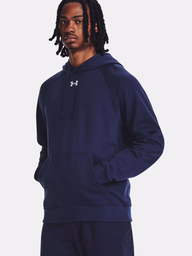 Sweat à capuche rival fleece bleu marine homme - Under Armour