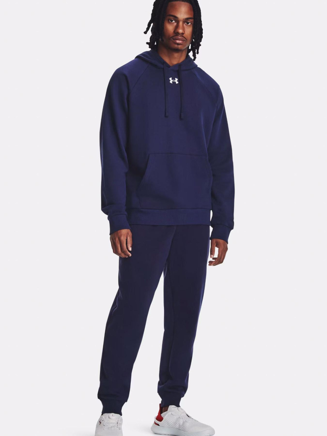 Sweat à capuche rival fleece bleu marine homme - Under Armour