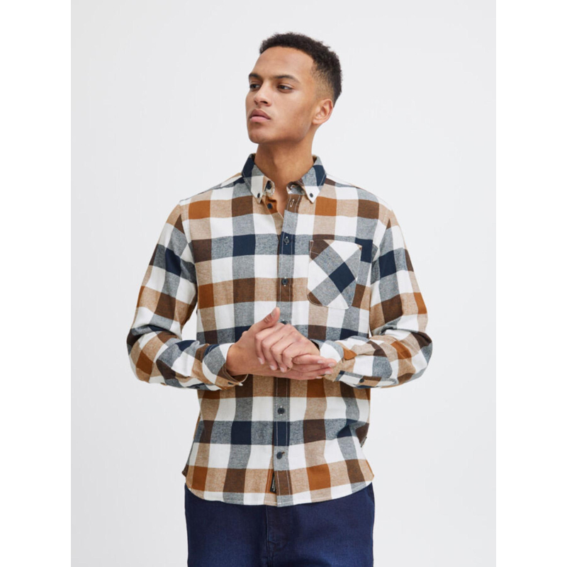 Chemise à carreaux regular fit marron homme - Blend