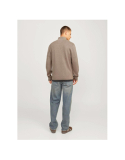 Pull en maille col zippé beige homme - Jack & Jones