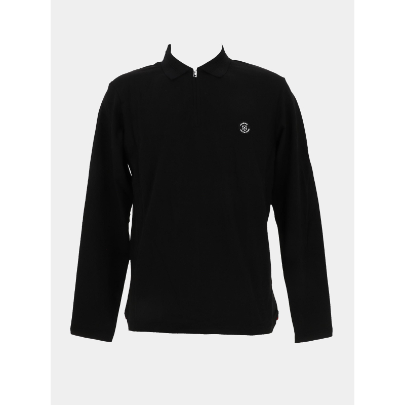 Polo à manches longues col zippé noir homme - Jack & Jones