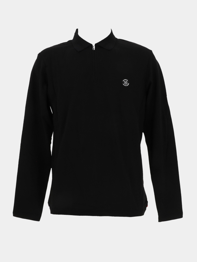 Polo à manches longues col zippé noir homme - Jack & Jones