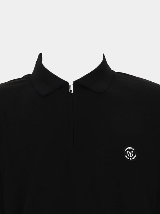 Polo à manches longues col zippé noir homme - Jack & Jones