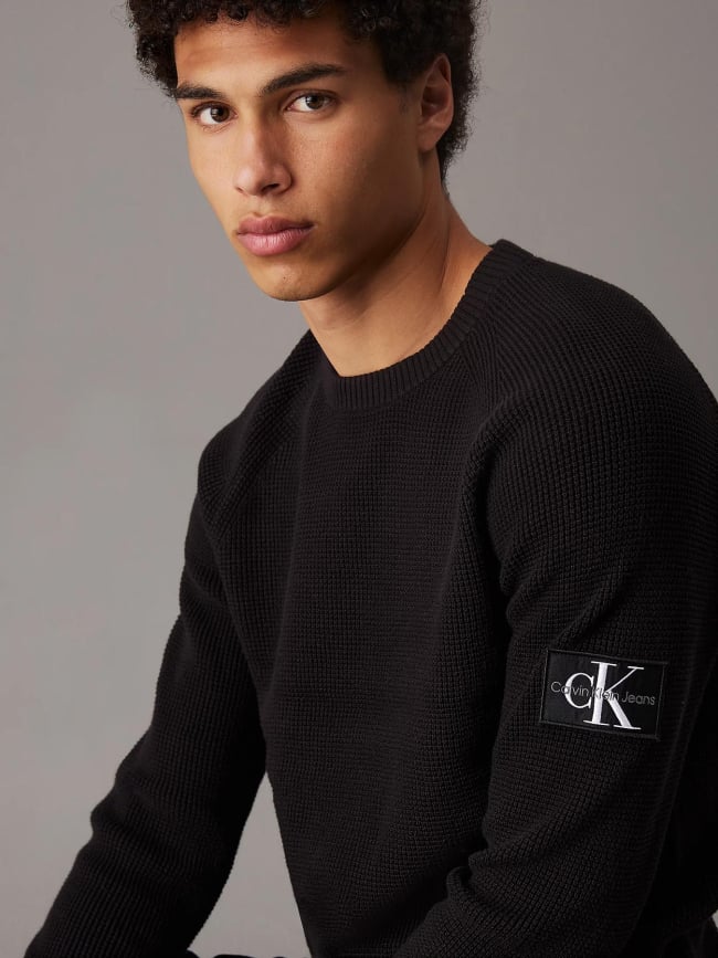 Pull badge easy noir homme - Calvin Klein Jeans