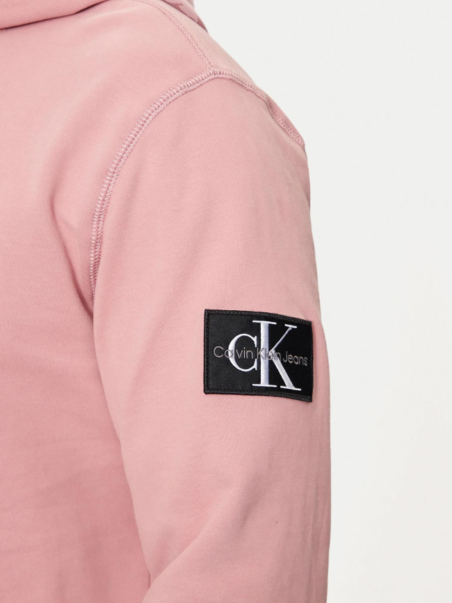 Sweat à capuche badge rose homme - Calvin Klein Jeans