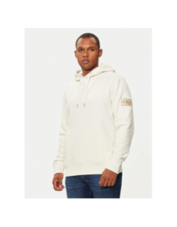 Sweat à capuche badge logo patch blanc homme - Calvin Klein