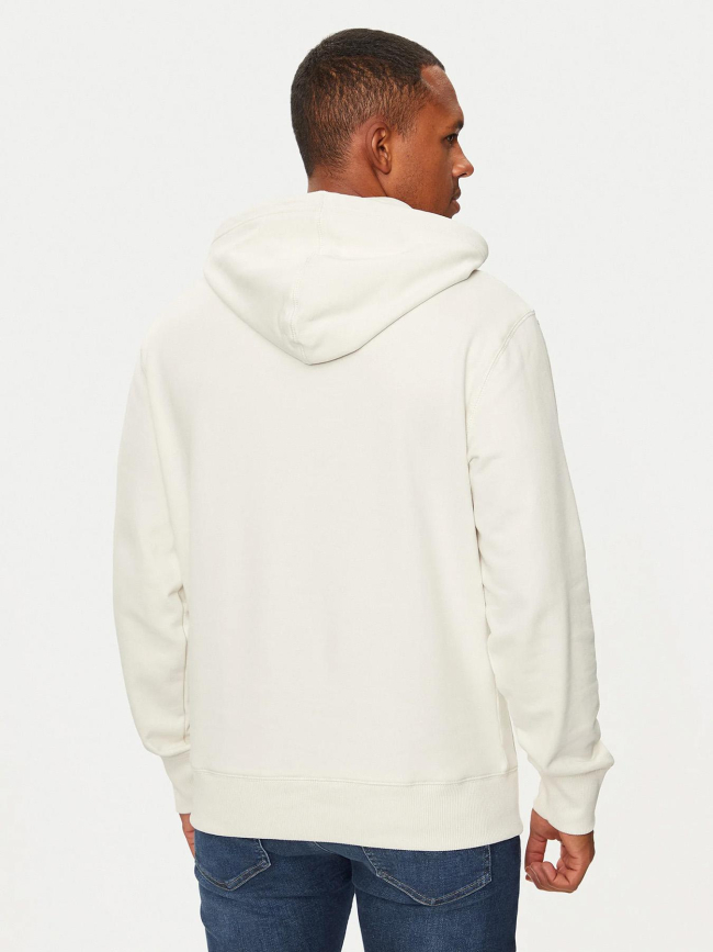 Sweat à capuche badge logo patch blanc homme - Calvin Klein