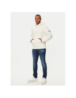 Sweat à capuche badge logo patch blanc homme - Calvin Klein