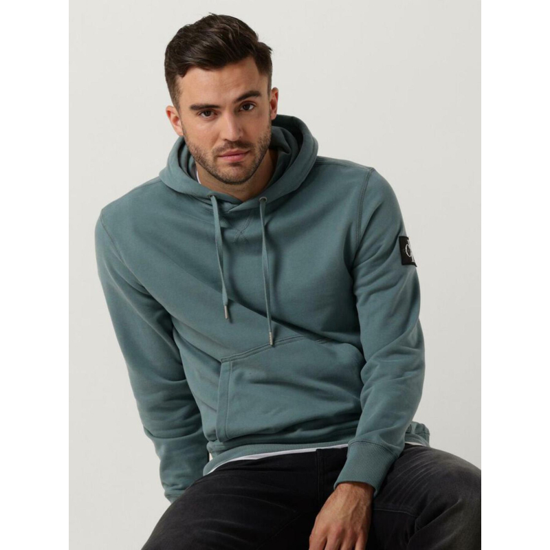 Sweat à capuche badge vert homme - Calvin Klein