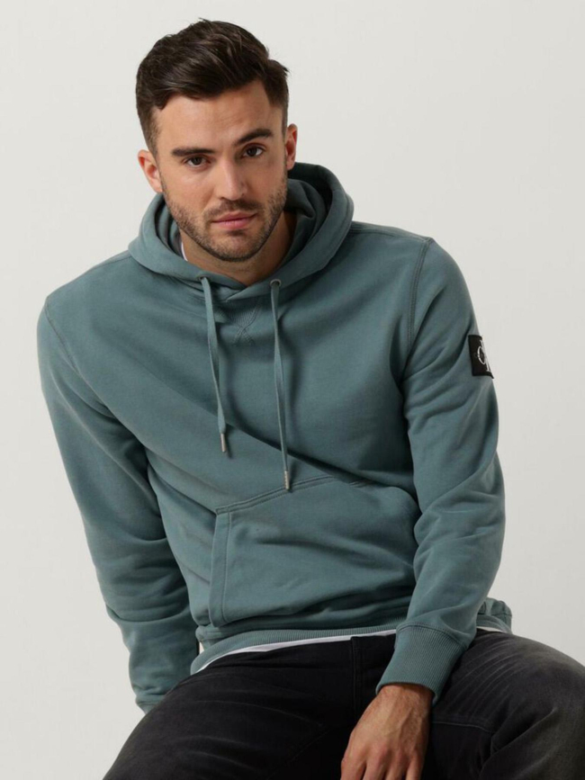 Sweat à capuche badge vert homme - Calvin Klein