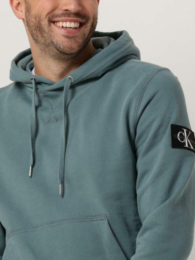 Sweat à capuche badge vert homme - Calvin Klein