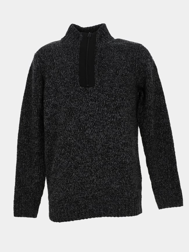 Pull droit à col montant zippé gris homme - Le Temps Des Cerises