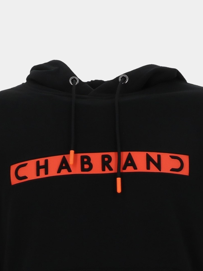 Sweat à capuche logo bande orange noir homme - Chabrand