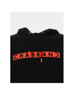 Sweat à capuche logo bande orange noir homme - Chabrand