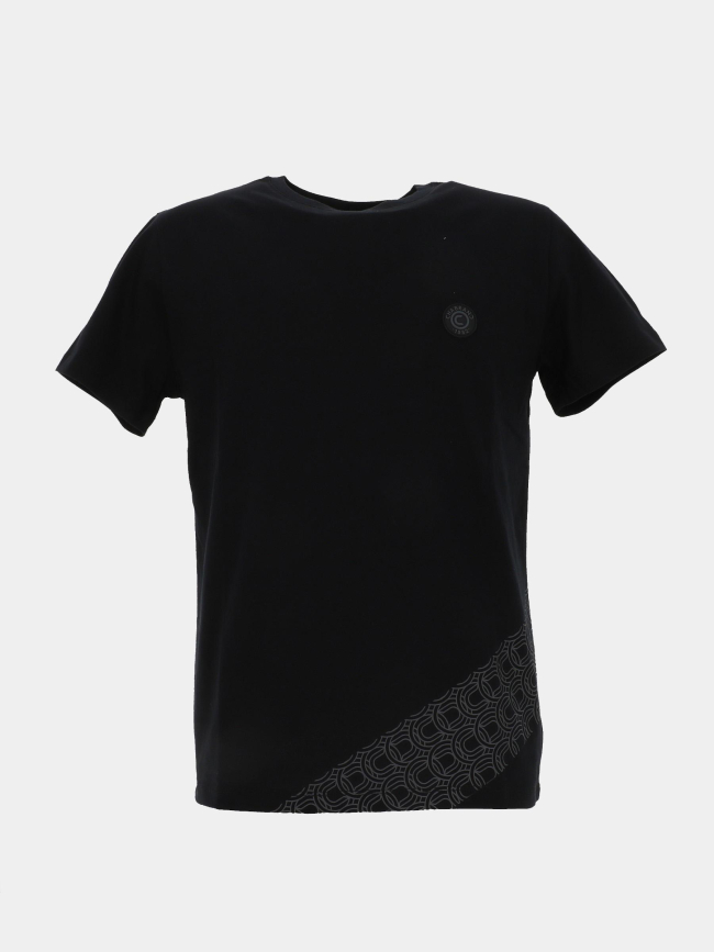 T-shirt à manches courtes logo badge relief noir homme - Chabrand