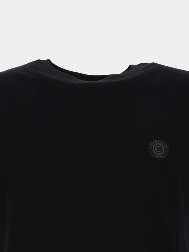 T-shirt à manches courtes logo badge relief noir homme - Chabrand