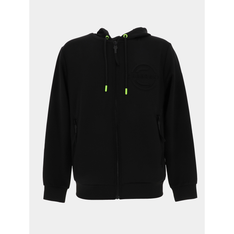 Sweat à capuche zippé logo relief noir homme - Chabrand