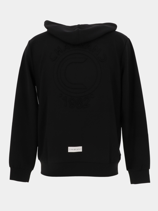 Sweat à capuche zippé logo relief noir homme - Chabrand