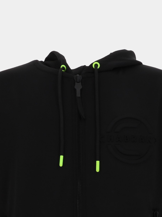 Sweat à capuche zippé logo relief noir homme - Chabrand