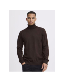 Pull uni col roulé marron homme - Blend