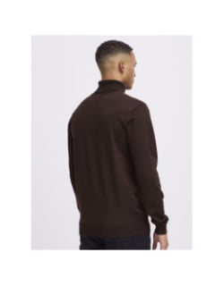 Pull uni col roulé marron homme - Blend