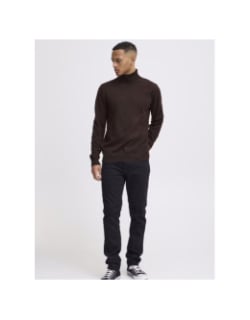 Pull uni col roulé marron homme - Blend